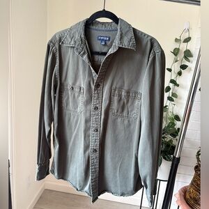 Men's M Army Green Shacket - St Johns Bay Heavyweight 100% cotton Button Down
